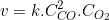 \small v=k.C_{CO}^{2}.C_{O_2}